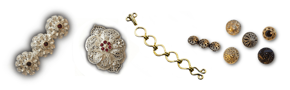 Trachtenknöpfe und Silberfiligranschmuck